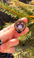lavender metatron’s cube walnut pendant with moonstone