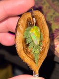 sacred fern white walnut pendant