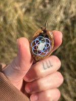 sacred seed of life hickory nut pendant with moonstone