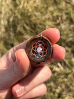 holographic red seed of life acorn with opal