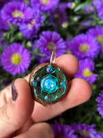 blue resin flower acorn pendant