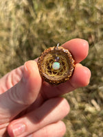 mini gold seed of life acorn with opal