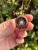 ‘cori’ gold spiral purple petal acorn with opal