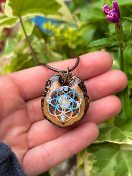 seed of life walnut pendant