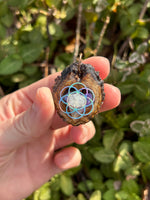 ‘jade’ blue/purple holographic purple petal walnut with moonstone