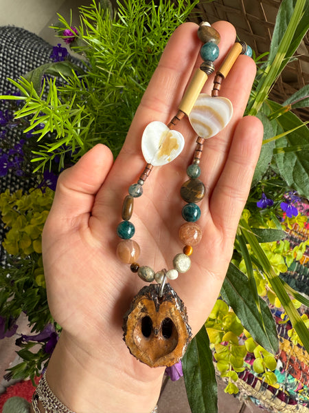 OG beaded walnut necklace
